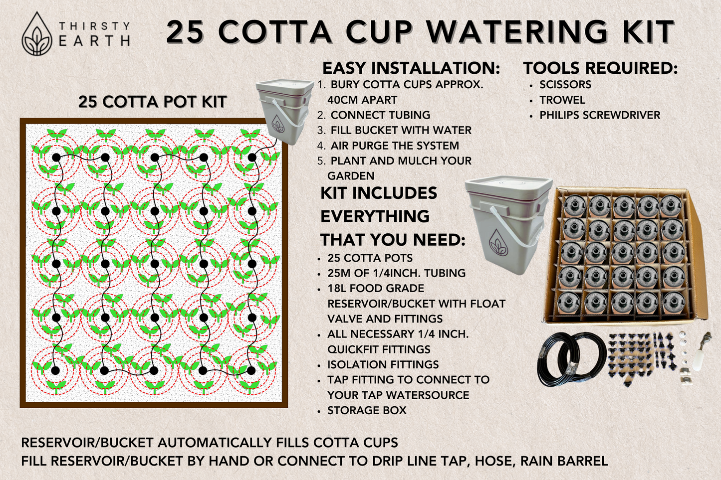 Thirsty Earth Cotta Pot Garden Watering Kit